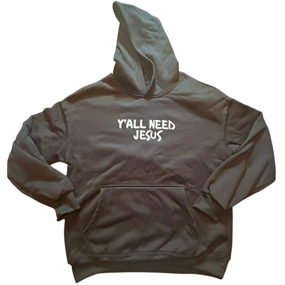 NWOT Ya'll need Jesus Black Graphic Hoodie size kids Large